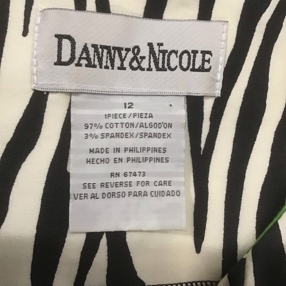 Danny & Nicole Green Purple Cream Black Floral Fit & Flare Dress w/Waist Detail - Picture 7 of 11